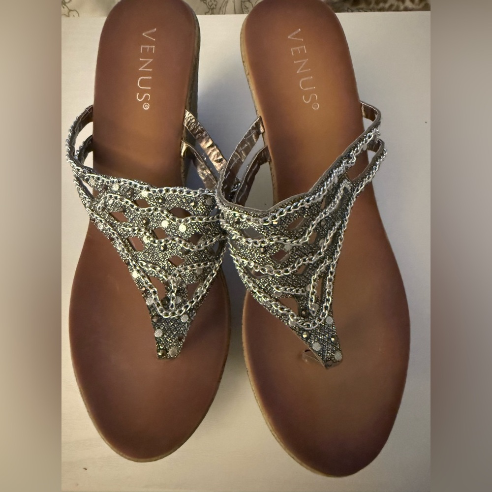 VENUS Silver and Brown Sandals